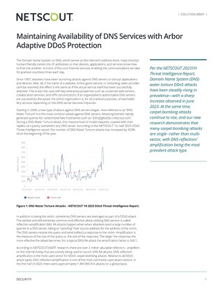 Maintaining Availability of DNS Services with Arbor Adaptive DDoS Protection