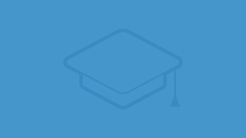 Light blue background with graduation cap icon
